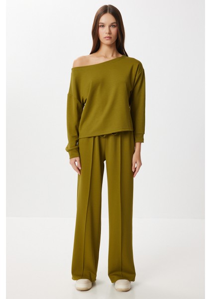 Açık Omuzlu Modal Alt-Üst Takım LBY0027 Zeytin Yeşili fiyatları