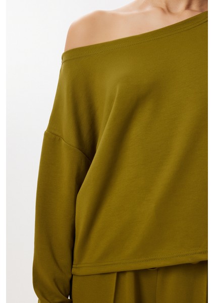 Açık Omuzlu Modal Alt-Üst Takım LBY0027 Zeytin Yeşili fırsatları