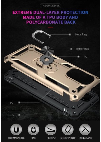 MYT09 Xiaomi Poco F3 Kılıf Sofya Yüzüklü Silikon Kapak - Gold indirimleri