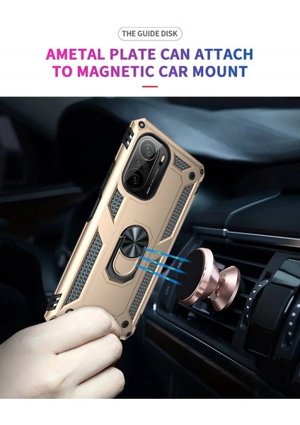 MYT09 Xiaomi Poco F3 Kılıf Sofya Yüzüklü Silikon Kapak - Gold