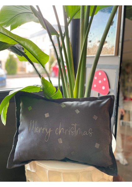 Dolgulu Yılbaşı Temalı Yastık, Dekoratif Kırlent, Hediyelik, Gri Renk modelleri