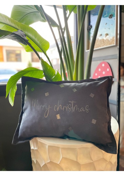 Dolgulu Yılbaşı Temalı Yastık, Dekoratif Kırlent, Hediyelik, Gri Renk fırsatları