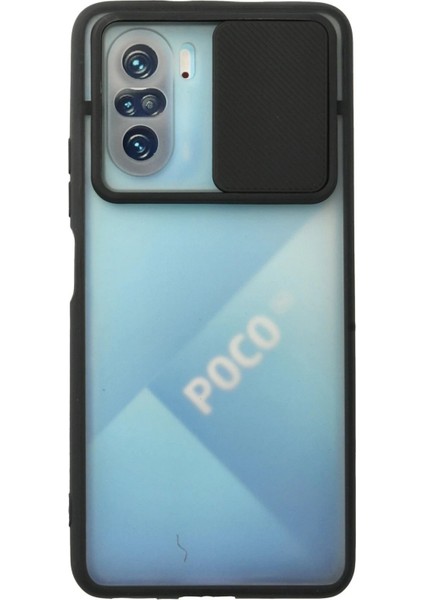 MYT09 Xiaomi Poco F3 Kılıf Palm Buzlu Kamera Sürgülü Silikon - Siyah