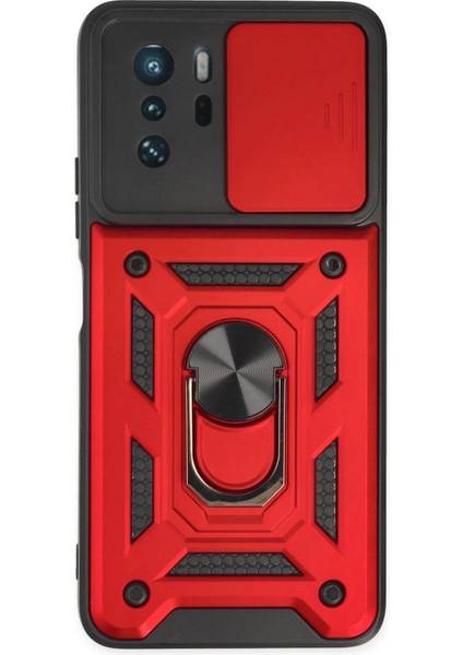 MYT09 Xiaomi Poco X3 Gt Kılıf Pars Lens Yüzüklü Silikon - Kırmızı