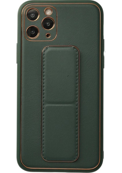 MYT09 iPhone 11 Pro Kılıf Coco Deri Standlı Kapak - Yeşil