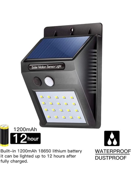 20 Ledli Hareket Sensörlü Dış Mekan Solar Lamba fiyatları