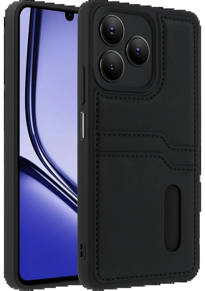 MYT09 Realme Note 50 4g Kılıf Sara Kartvizitli Deri Kılıf - Siyah