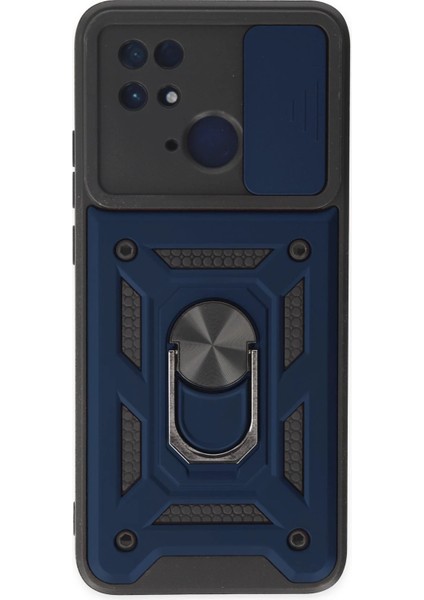 MYT09 Xiaomi Redmi 10C Kılıf Pars Lens Yüzüklü Silikon - Lacivert