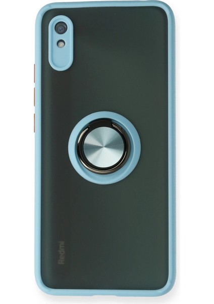 MYT09 Xiaomi Redmi 9A Kılıf Montreal Yüzüklü Silikon Kapak - Buz Mavi