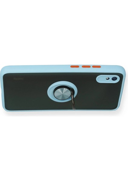 MYT09 Xiaomi Redmi 9A Kılıf Montreal Yüzüklü Silikon Kapak - Buz Mavi modelleri