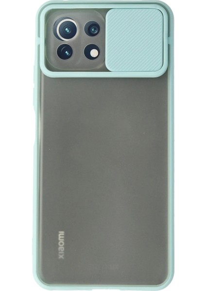 MYT09 Xiaomi Mi 11 Lite Kılıf Palm Buzlu Kamera Sürgülü Silikon - Turkuaz
