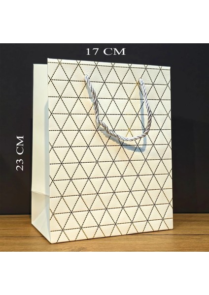 Beyaz Desenli Küçük Boy Hediye Çantası