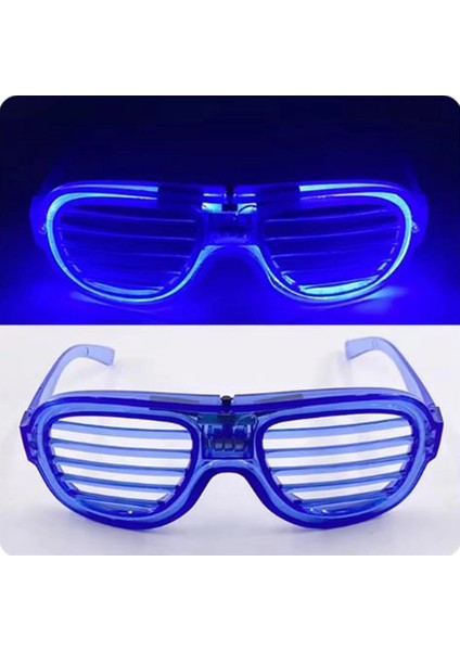 Mavi LED Işıklı Parti Gözlüğü - Neon Glow Şerit Gözlük 3 Modlu indirimleri