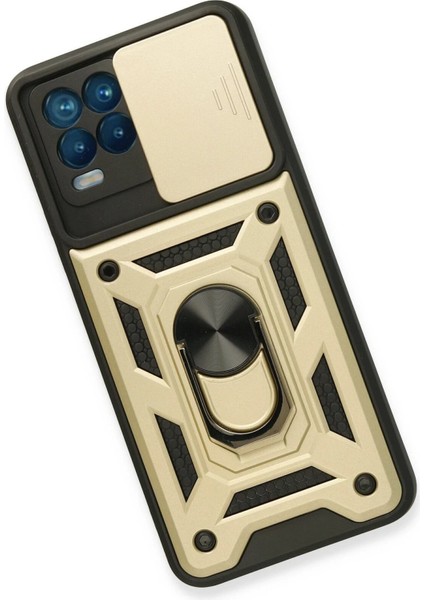 MYT09 Realme 8 Kılıf Pars Lens Yüzüklü Silikon - Gold modelleri