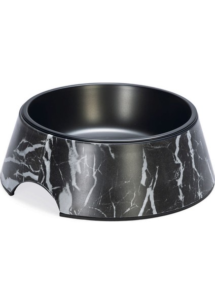 Mtxdpn Beeztees Dbl Köpek Mama Su Kabı, Mat Siyah Paslanmaz Çelik, Siyah Mermer Görünümlü, 22CM, 700ML