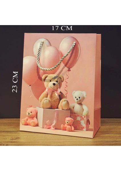 Sevimli Ayıcık Tasarımlı Küçük Boy Hediye Çantası