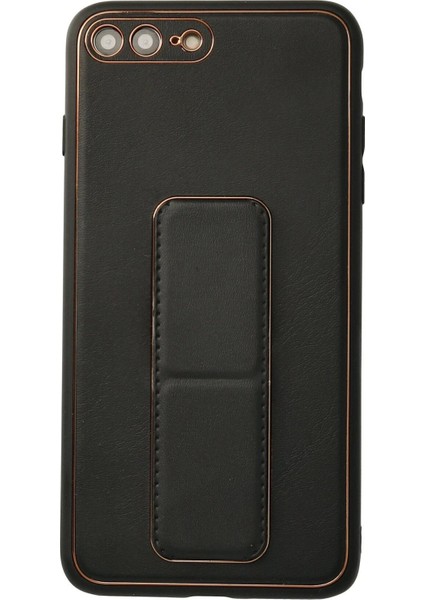 MYT09 iPhone 7 Plus Kılıf Coco Deri Standlı Kapak - Siyah