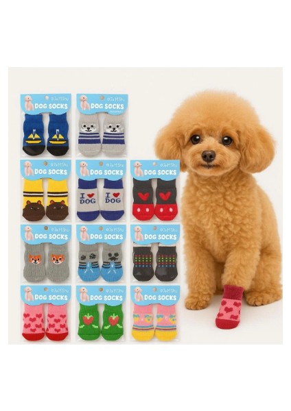 Kedi Köpek Kaymaz Taban Örgülü Evcil Hayvan Çorabı