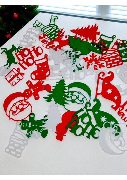 Renkli Yılbaşı Temalı 50’li Masa Konfeti, Noel Baba, Kardan Adam, Geyik, Kurabiye Süsleri fırsatları