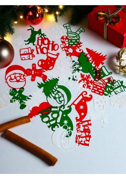 Renkli Yılbaşı Temalı 50’li Masa Konfeti, Noel Baba, Kardan Adam, Geyik, Kurabiye Süsleri indirimleri