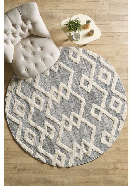 Yumuşak Bukleli Iskandinav Tasarım Salon Oturma Odası Yolluk Gri Halı