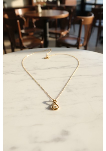 Sonsuzluk Işaretli Zirkon Tektaşlı 14 Ayar Altın Kolye fiyatları