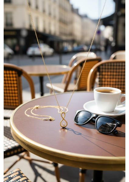 Sonsuzluk Işaretli Zirkon Tektaşlı 14 Ayar Altın Kolye modelleri