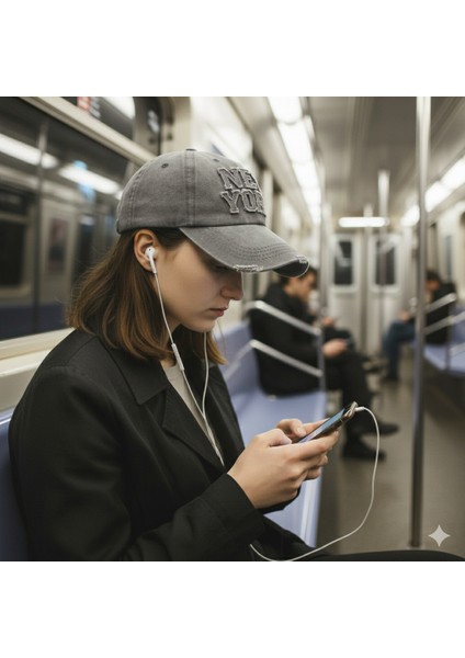 Newyork Nakışlı Vintage Eskitme Pamuklu Şapka