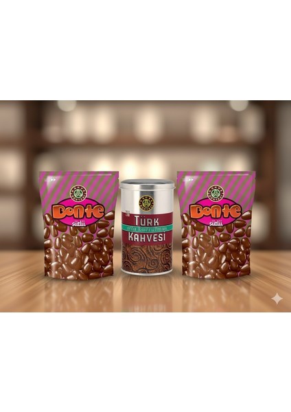 Türk Kahvesi Orta Kavrulmuş Öğüt. 250G Teneke x Bonte 2 Adet