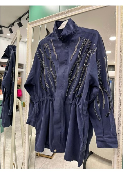 Mrm Meram Butik Cupra Karışımlı Ceket - Lacivert - 3