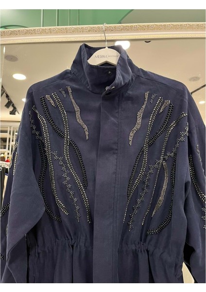Mrm Meram Butik Cupra Karışımlı Ceket - Lacivert - 3 fırsatları