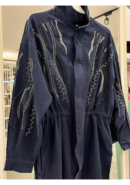 Mrm Meram Butik Cupra Karışımlı Ceket - Lacivert - 3 indirimleri