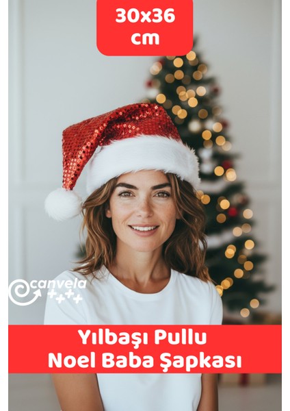 Yetişkin Boy Yeni Yıl Kırmızı Polar Kürklü Noel Baba Şapkası 30X36 cm