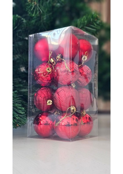 Kırmızı Noel Yılbaşı Topu 6 Cm. 16'lı Set, Şık ve Renkli Dekorasyon Detayı
