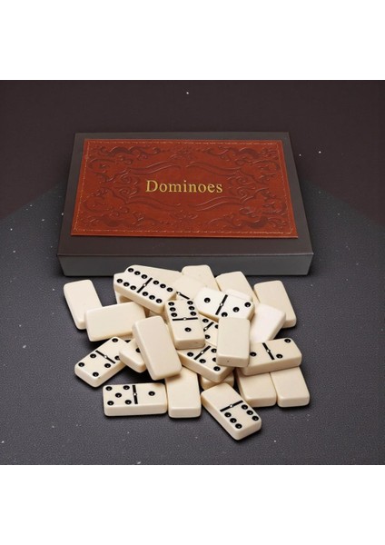 Lüks Deri Kutulu Premium Domino Seti 28 Parça Spinner’lı Çift 6 Taş – 2-4 Oyuncu Yeni Yıl Hediyesi B