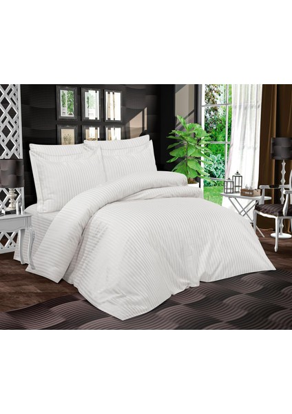 Lastikli Çift Kişilik Otel Tipi Pamuk Saten Nevresim Takımı Orkide Homee Collection