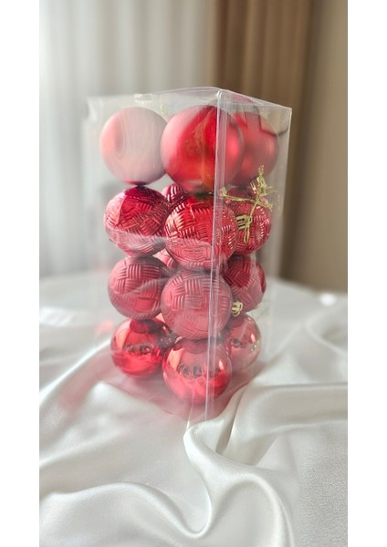 Kırmızı Noel Yılbaşı Topu 6 Cm. 16'lı Set, Şık ve Renkli Dekorasyon Detayı