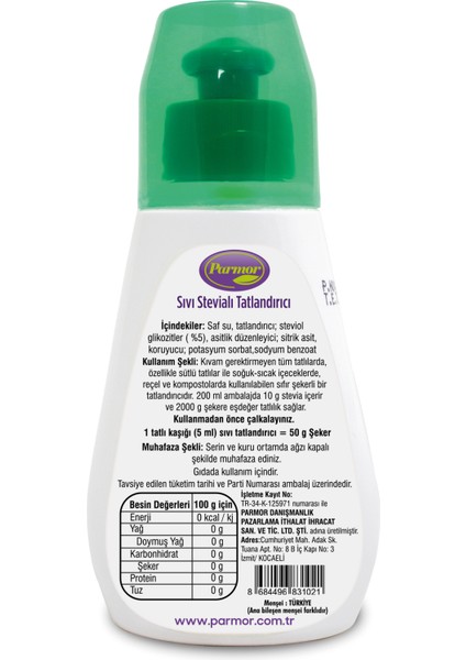 Stevia Sıvı Tatlandırıcı 200 ml ( Stevia Bazlı ) fiyatları