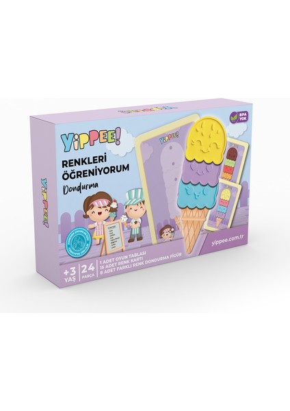 Renkleri Öğreniyorum - Dondurma Serisi | Renk Eşleştirmeli Eğitici Oyun Seti (24 Parça)