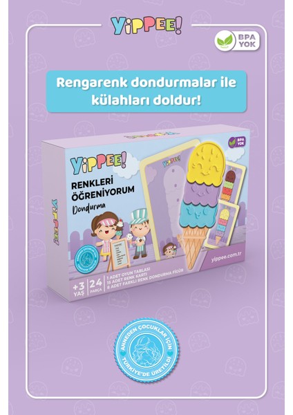 Renkleri Öğreniyorum - Dondurma Serisi | Renk Eşleştirmeli Eğitici Oyun Seti (24 Parça) fiyatları