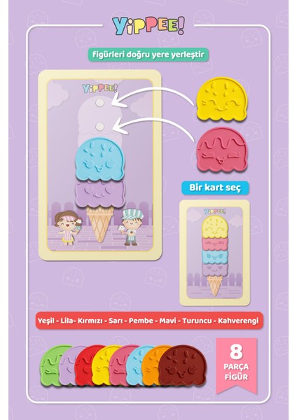 Renkleri Öğreniyorum - Dondurma Serisi | Renk Eşleştirmeli Eğitici Oyun Seti (24 Parça) fırsatları