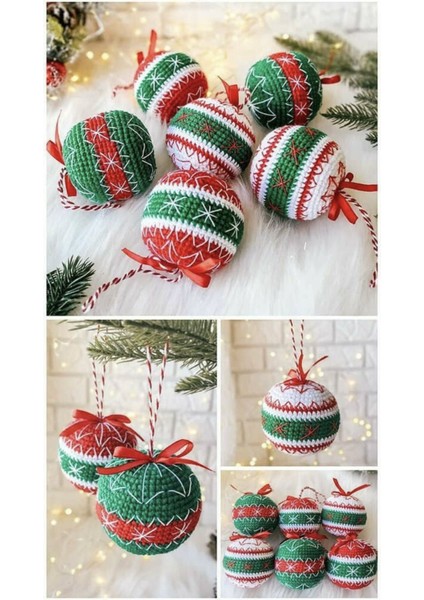 Renkli Yılbaşı Çam Ağacı Süsü, Cici Top, Yeni Yıl 2024, Noel, Yeşil Renk (Adet)