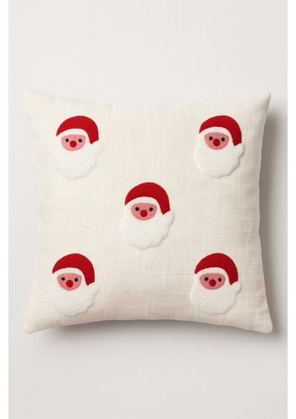 Yılbaşı Temalı Noel Baba Nakışlı Yastık Kılıfı, Yıkanabilir, Işlemeli, Beyaz fiyatları