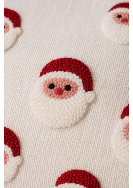 Yılbaşı Temalı Noel Baba Nakışlı Yastık Kılıfı, Yıkanabilir, Işlemeli, Beyaz modelleri