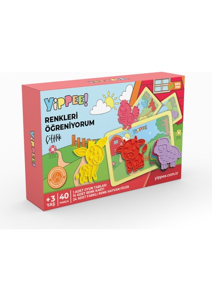 Renkleri Öğreniyorum Çiftlik Hayvanları - Renk Eşleştirme Eğitici Oyun Seti