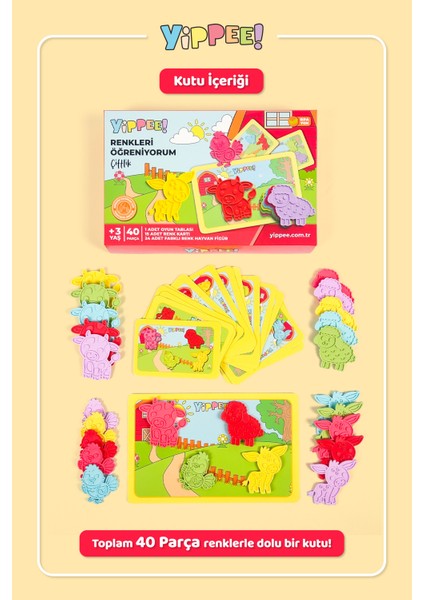 Renkleri Öğreniyorum Çiftlik Hayvanları - Renk Eşleştirme Eğitici Oyun Seti indirimleri