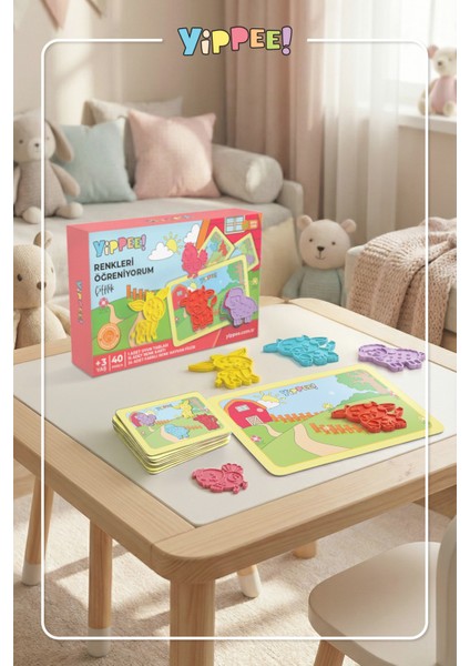 Renkleri Öğreniyorum Çiftlik Hayvanları - Renk Eşleştirme Eğitici Oyun Seti