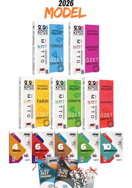 2026 Kpss Yargı Yayınları Türkçe Mat. Tarih Coğrafya Vat. Özet Ders Notları Seti ve 7li Branş Deneme