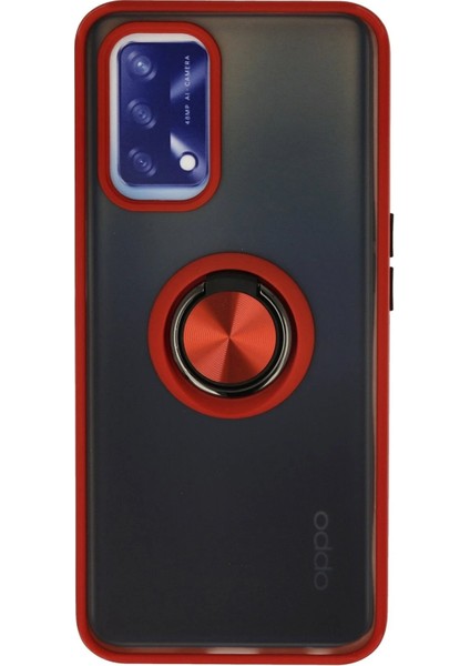 MYT09 Oppo A74 4g Kılıf Montreal Yüzüklü Silikon Kapak - Kırmızı