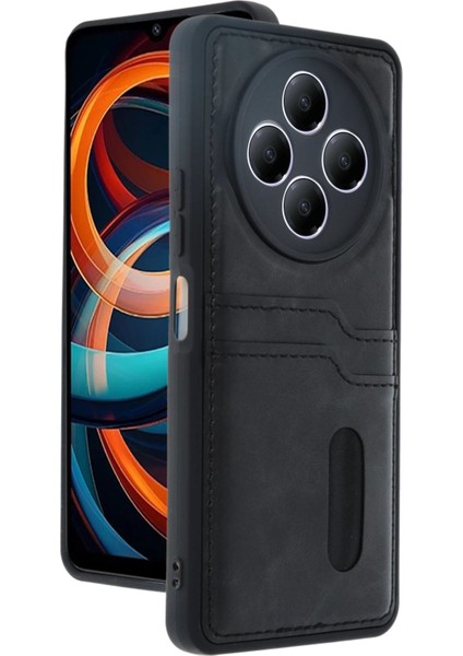 MYT09 Xiaomi Redmi 14C Kılıf Sara Kartvizitli Deri Kılıf - Siyah